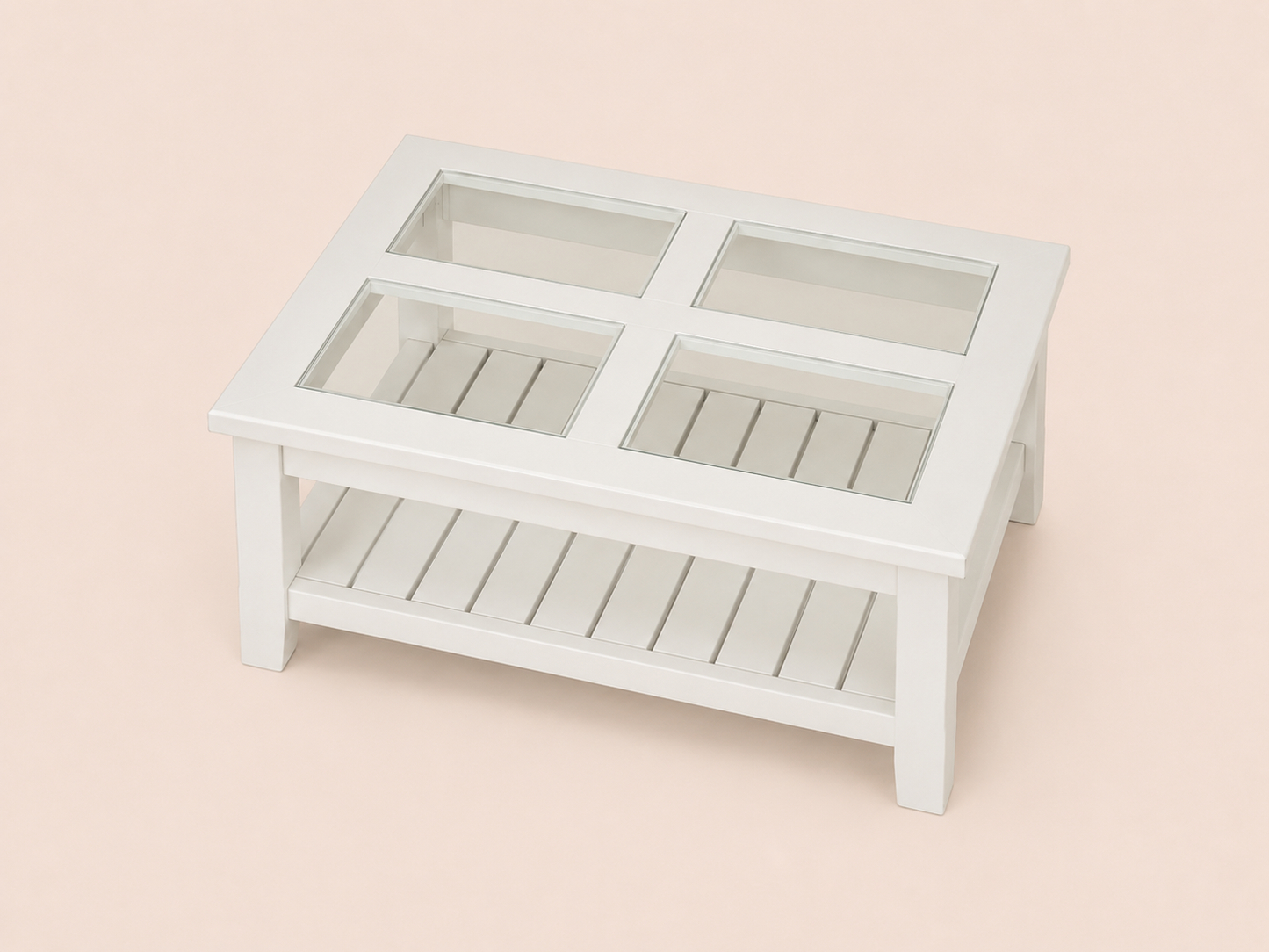 Mesa de Centro Siena Blanca con Cristal
