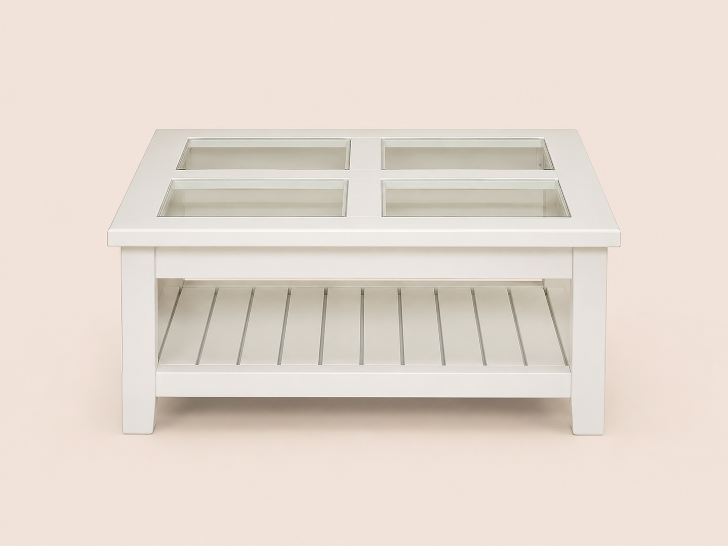 Mesa de Centro Siena Blanca con Cristal