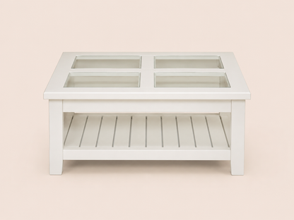 Mesa de Centro Siena Blanca con Cristal