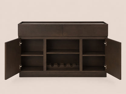 Bufet Milán con puertas abiertas y almacenamiento interior