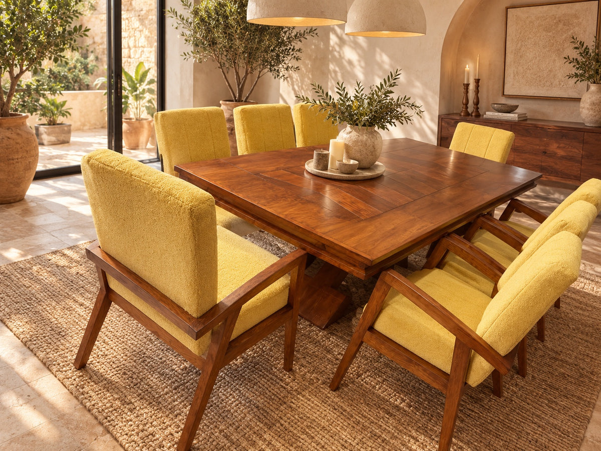 Comedor Basilea de 8 sillas en ambiente residencial