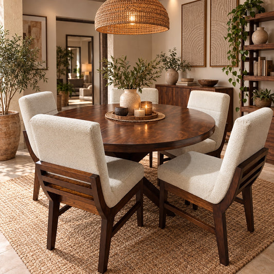 Comedor Kioto Redondo con cinco sillas en ambiente residencial