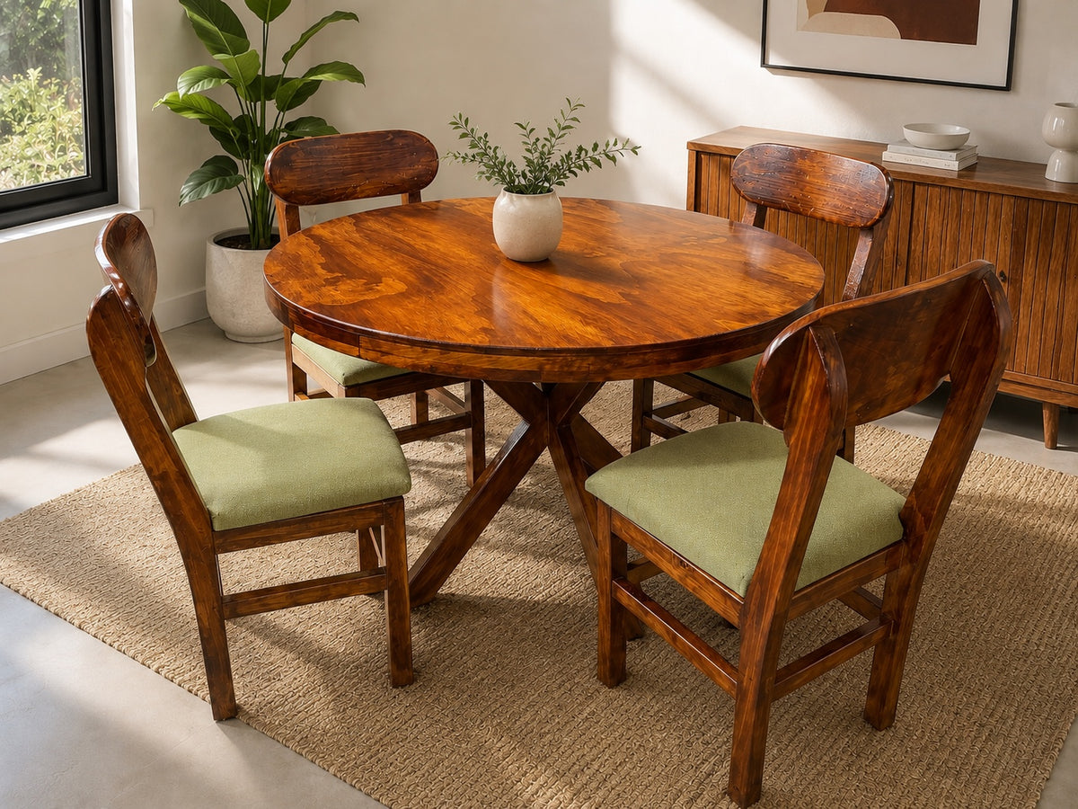 Comedor Nara redondo con cuatro sillas
