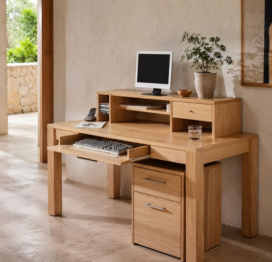 Escritorio Berlín de madera de pino con barniz natural