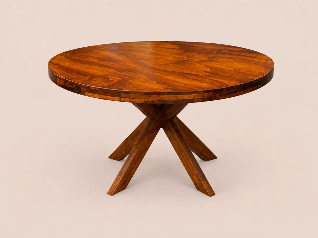 Mesa redonda Kioto con base central de madera